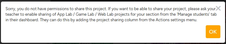 cannot share project